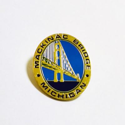 1.5 Inch Stamping Hard Enamel Lapel Pins Mackinac Bridge Design With Oval Shape