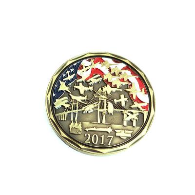 Antique Brass Zinc Alloy Round Metal Coins Air Show Design For Collectible Display