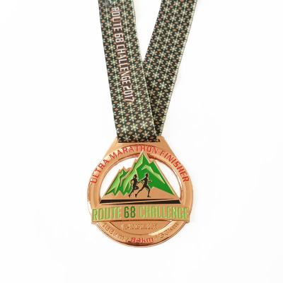 Die Casting Metal Sports Medal Round Marathon Medal With Heat Transfer Ribbon