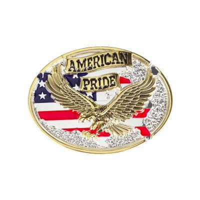 Oval Shaped Two Tone American Pride Belt Buckle For 4cm Wide Belt