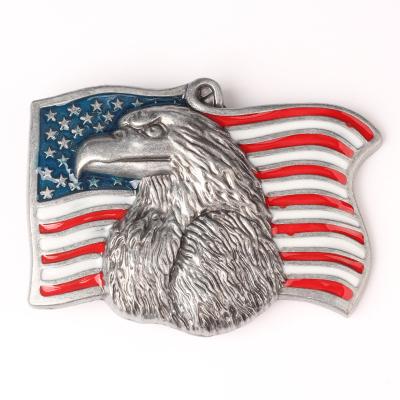 3D Eagle Antique Silver Zinc Alloy American Flag Belt Buckle With Soft Enamel Colors