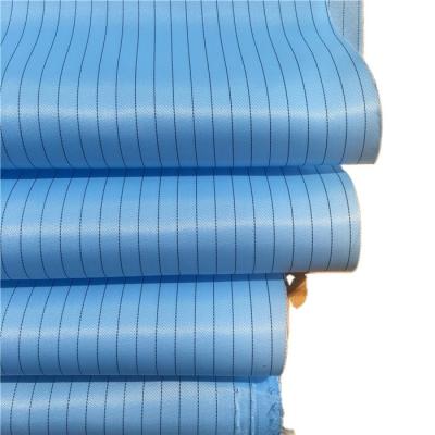 China 100D Polyester Twill Anti Static ESD Stripes Fabric for Clearing Room Overoll Material for sale