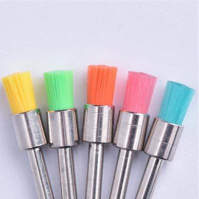 China Tipo cabeza plana de nylon colorida suave Pen Shape del cuenco de Prophy del cierre dental del cepillo en venta