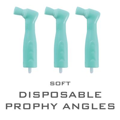 China Plastic Disposable Prophy Angle With Brush Snap On Soft Buckle Ribbed Cup Head Green for sale