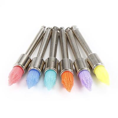 China Pointed Dental Prophy Brush Dental Use Soft Colorful Nylon Tapered Head Shape for sale