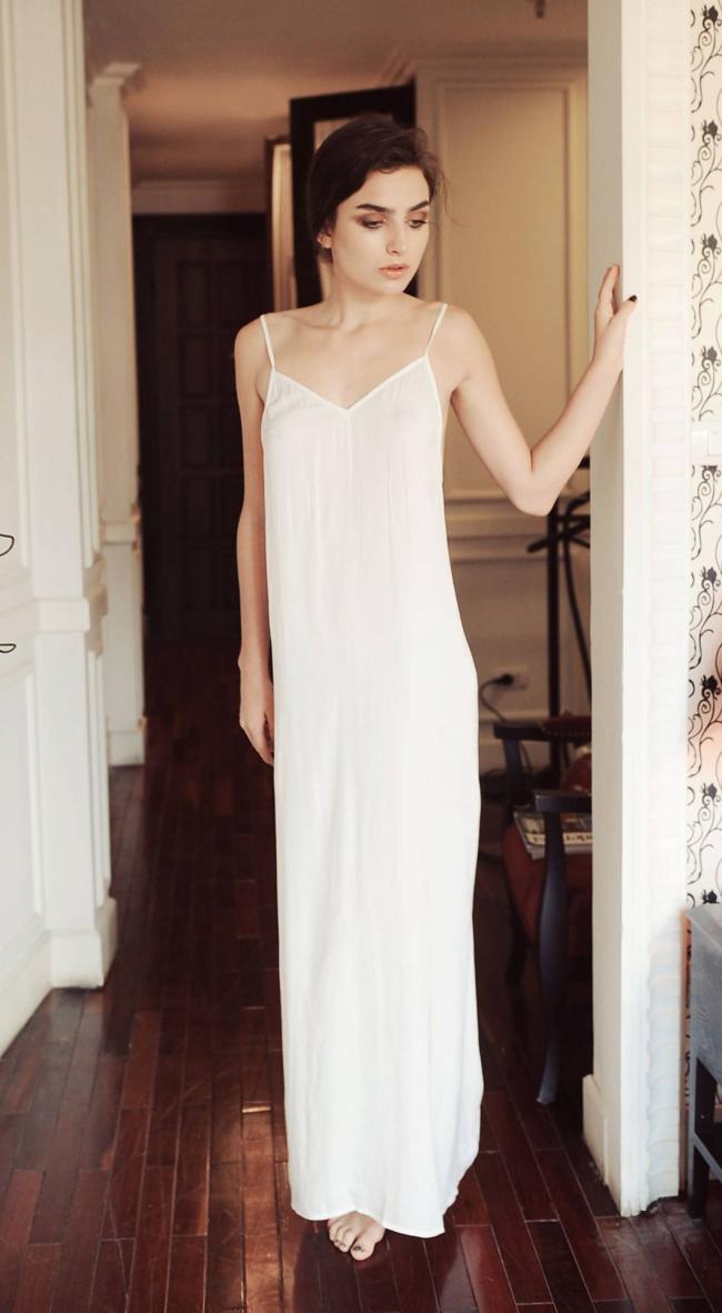 Beautiful Style Openback Bias Cut Maxi 100%Silk Slip Dress
