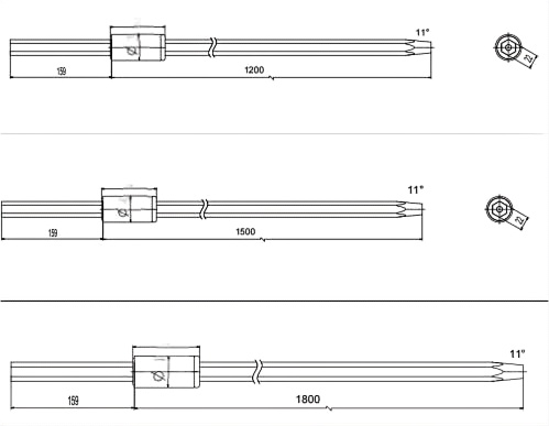 Taper drill rod with rubber collar product illustration