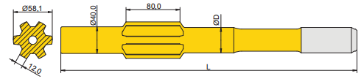 Ingersoll Rand YH45/YH50/YH55 shank adapter diagram