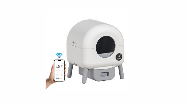 Automatic cat litter box with safety features and modern design