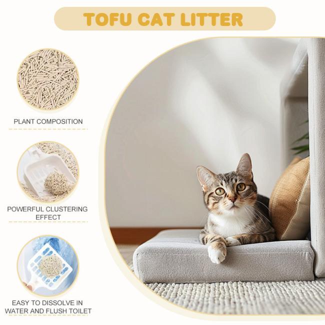 Manufacturer Direct Eco-Friendly Dust-Free Super Clumping Natural Plant Healthy Striped OEM/ODM Unscented Tofu Cat Litter 0