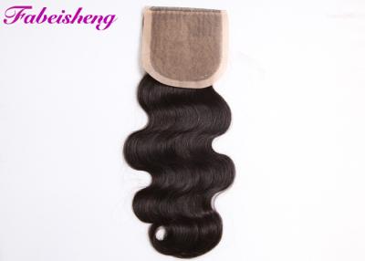 China Free Part Silk Base Closure Body Wave , Peruvian Virgin Hair Bundles With Silk Closure for sale