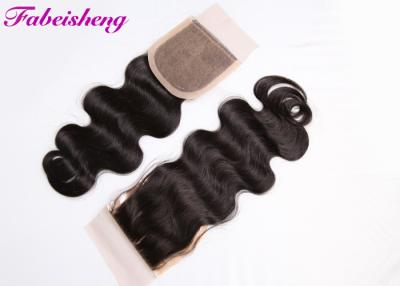 China Unprocessed Virgin Brazilian Wavy Hair Silk Base Closure With Baby Hair for sale