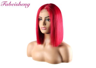 China Customizable Hot 99j Burgundy Bob Wig with Pre-plucked Hairline Middle Part Lace Wig for sale