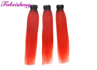 China Thick Bottom Red Colored Hair Extensions 18'' 20'' 22'' / Brazilian Human Hair Bundles for sale