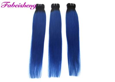 China 3 Bundles Cuticle Aligned Straight Human Hair Extensions Natural Blue No Tangling for sale