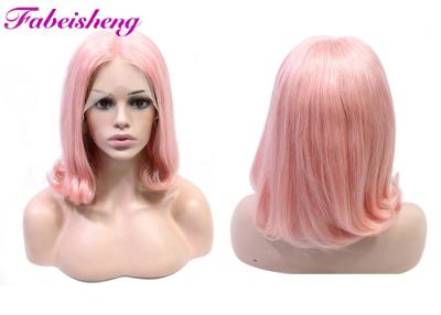 China 1b Pink Color Front Lace Wig Bob Healthy Human Hair Wave 180% Density for sale