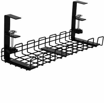 China Oem White Iron  Carbon Steel Cable Management Tray No Drilling Under Desk for sale