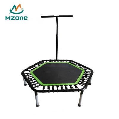 China 120 Kg Trampoline With T Bar Handle For Gymnastics Jumping Mini Indoor Hexagon Trampoline With T Bar Rebounder Exercise Mzone Adult Fitness Bungee Grip For Adult à venda