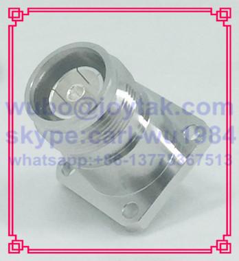 China 4.3-10 connector female solder type with flange square All brass made  VSWR 1.15 50ohm PTFE dielectric silver plated pin for sale