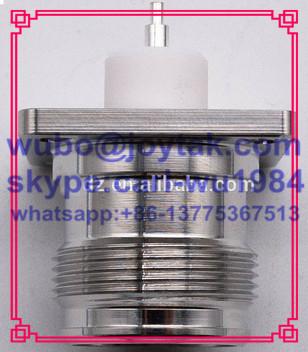 China 4.3-10 female connector solder type with flange square VSWR 1.15 length 33.3mm 50ohm PTFE dielectric silver plated pin for sale