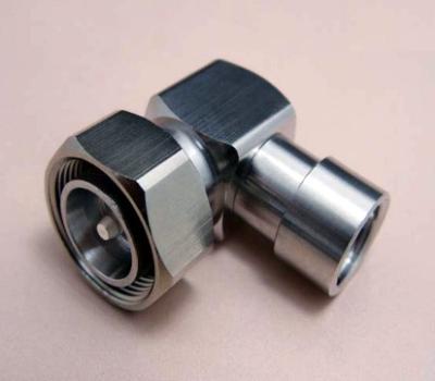 China RF connector 4.3-10 male right angle connector soldering type for 1/2
