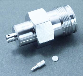China RF connector 4.3-10 female soldering type for RG141 coaxial cable all brass 50ohm for sale