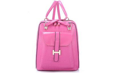 China Ladies Beautiful Pink PU Leather Crocodile Pattern Fashion Backpack For Leisure Tourism for sale