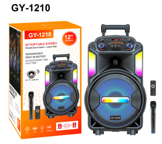 Top-of-the-Line Portable Party Speaker with 12-inch Bass Speakers and LED Lighting for Uninterrupted Party Fun