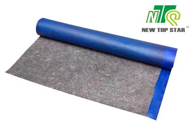 China Blue Laminate Flooring Underlayment Recycled Fibers Felt Cushion Underlayment For Engineered Wood for sale