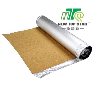 China 3mm thick acoustic silent cork underlay with silver foil for sale