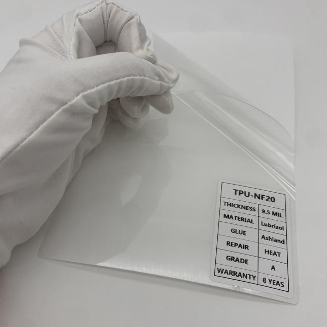 Close-up view of NASIDO TPU-NF20 Paint Protection Film application