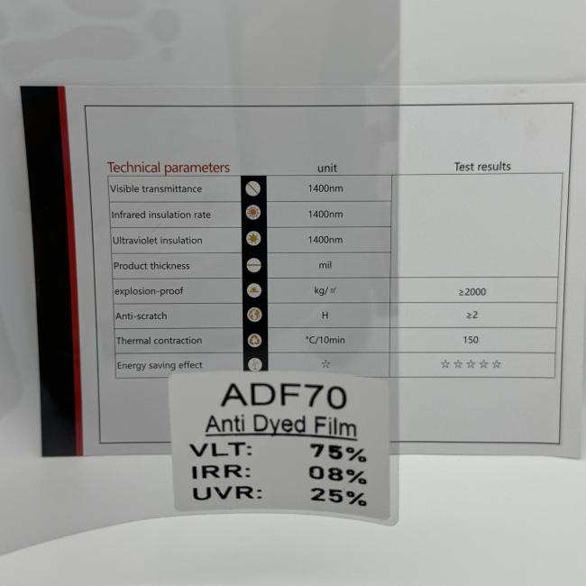 ADF70 film sample demonstrating light transmission properties