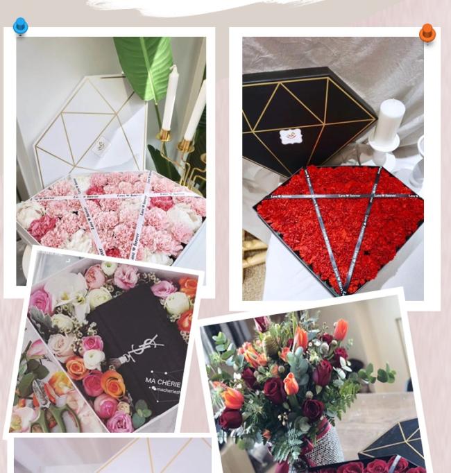 Finished product display of rose gift boxes