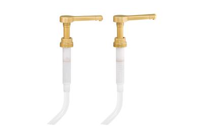 China Gold Sauce Dispenser Pump 38-400  15cc and 30cc with Curved straw   GOLD SAUCE PUMPS FOR 64 – 90.4 OZ BOTTLES for sale