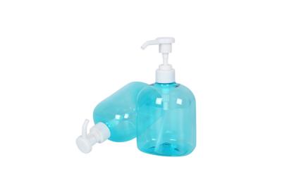 China Hot Transfer Od 89mm Plastic Dispenser Bottle 500ml Blue Pet Round Lotion Hand Soap for sale