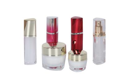 China Free Sample OEM Face body Care Gift Set 15ml Color Customized Acrylic Lotion Bottle 15/50g Luxury Cream Jar Skincare Set for sale