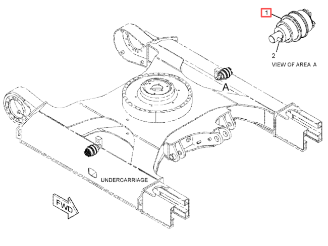 Undercarriage carrier roller part location diagram showing installation position