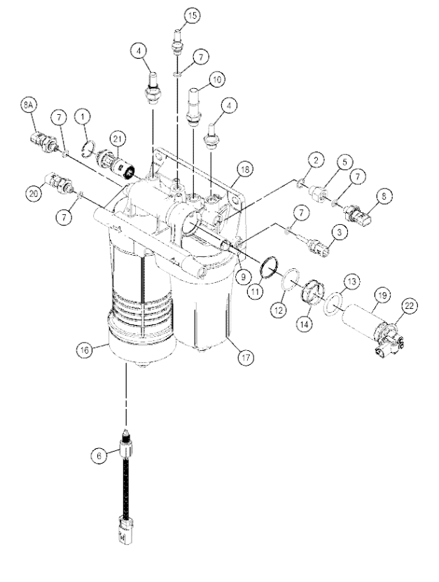 C.A.T Excavator Filter Part Location Diagram