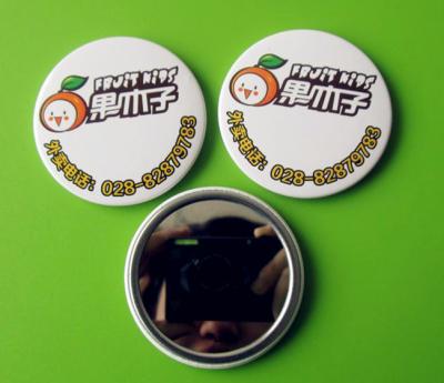 China tin button mirror, pin button, button badge, enamel badge, printing badge, tinplate bagde for sale
