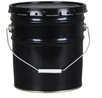 China 10L Black Metal Bucket With Lid Open Head Paint Bucket With Crimping Lid for sale