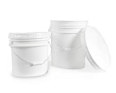 China 3 Gallon Food Grade White Plastic Bucket Containers With Handle Lids for sale