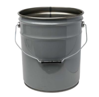 China Gray Steel 26 24Ga Open Head 5 Gallon Paint Bucket With Curly Lid for sale