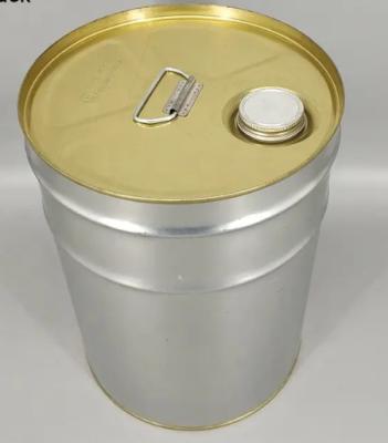 China Tight Head 5 Gallon Metal Pails Gold Phenolic Lined With Spout for sale