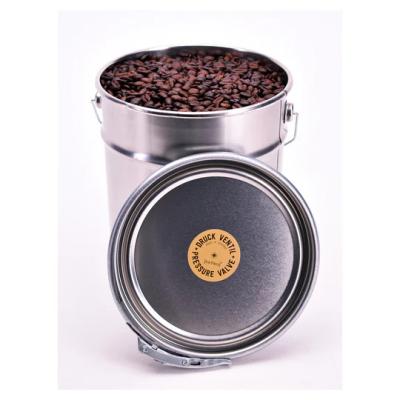 China High Durability Food Safe Metal Buckets With Valve In Lid For Storing Coffee Beans for sale