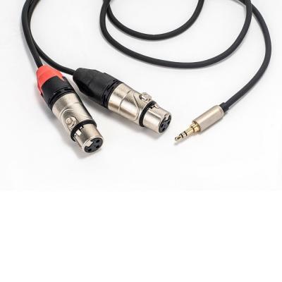 China Female Y Splitter Adapter Cable 3.5mm Stereo To Dual XLR Audio Cable For Speaker for sale