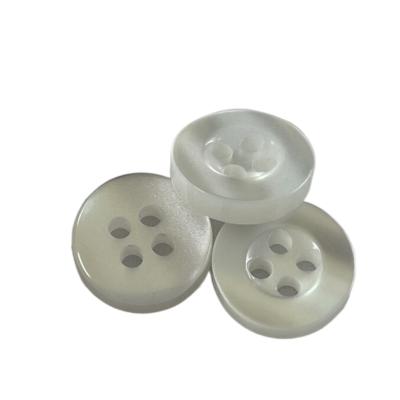 China White Color Plastic Shirt Buttons With Rim Pearl Effect In 18L Use On Shirt for sale