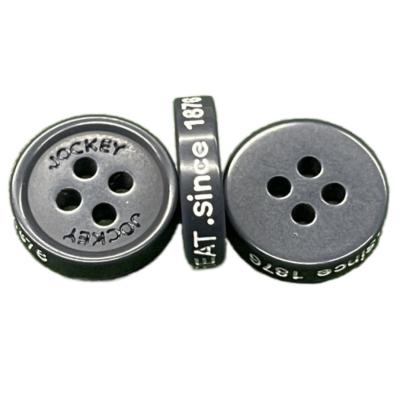 China 0.15g Coloring Side Logo Round Plastic Buttons Engraved Front Logo Four Hole Little Rim Chalk Buttons for sale