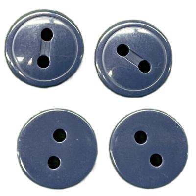 China Groove In The Middle Two Hole Flat Back Plastic Resin Buttons 16L Navy Blue Color For Sewing for sale