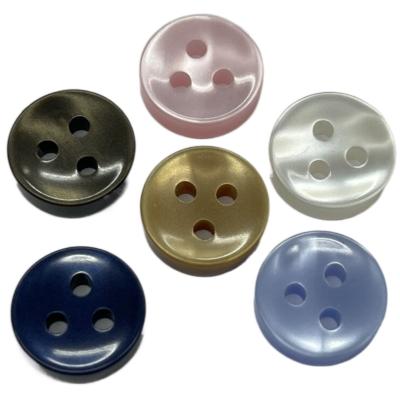China Customized Color Plastic Shirt Buttons Imitation Pearl Effect 3 Hole 18L for sale