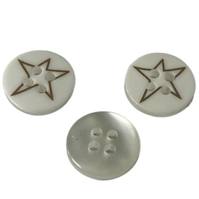 China Faux Pearl 20mm Resin Buttons SilKed Print Gold Star Use On Blouses Garment for sale